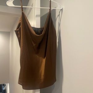 Brown Silk Spaghetti Strap Top